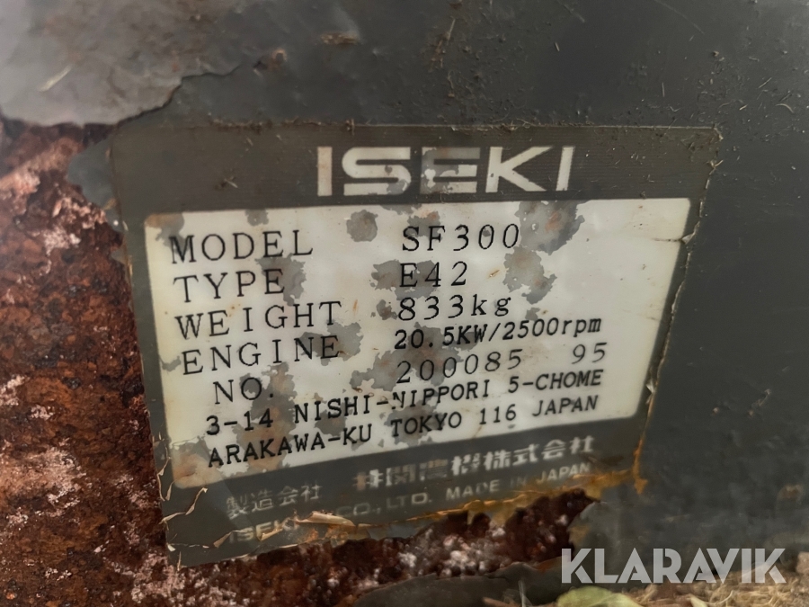 Redskabsbærer Iseki SF300 med tilbehør
