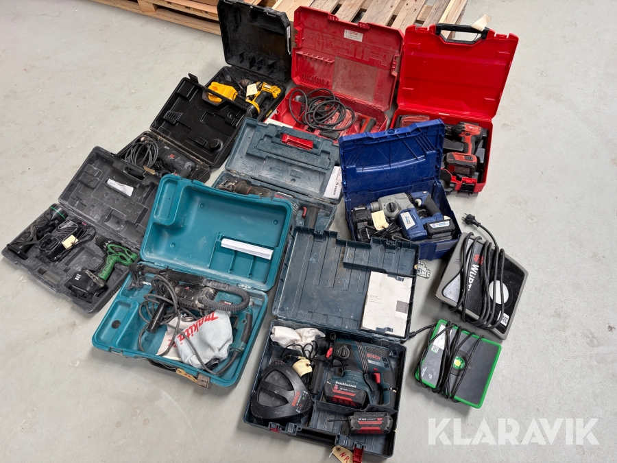 Lot - Assorteret håndværktøj Hilti, DeWalt, Bosch, Makita og Øvrigt - 1 palle