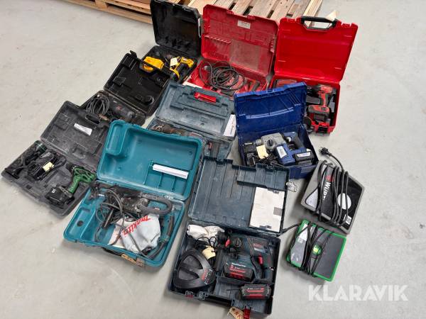 Lot - Assorteret håndværktøj Hilti, DeWalt, Bosch, Makita og Øvrigt - 1 palle