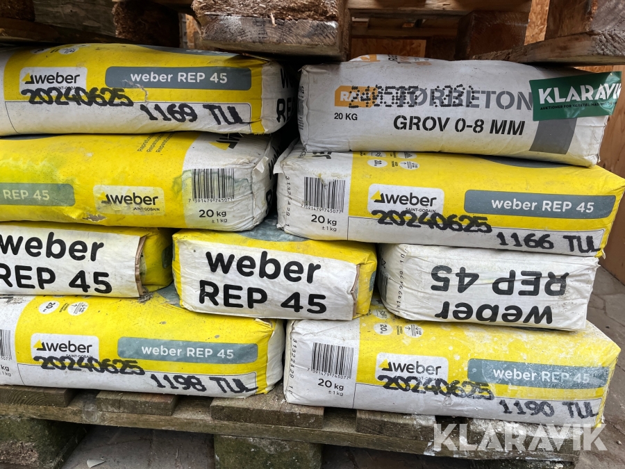 Reparations mørtel og Tørbeton Weber & Raw REP 45 og Tørbeto