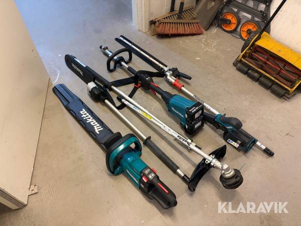 Lot af havemaskiner Makita inkl. 3 batterier, lader og tilbehør