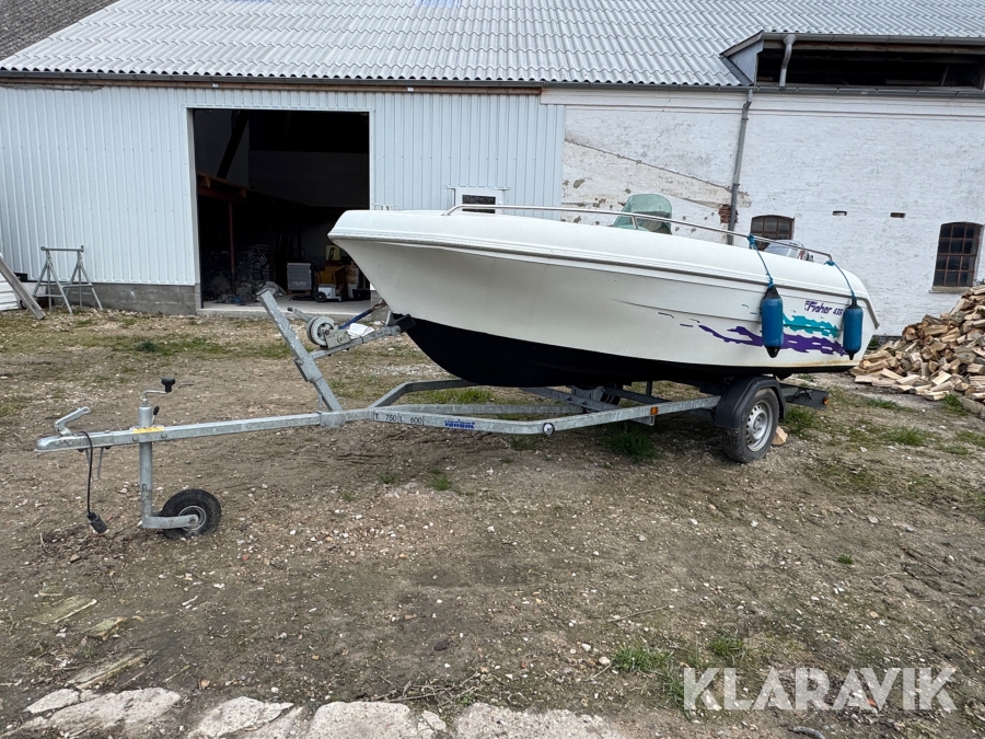 Båd og bådtrailer Fisher 435 Open