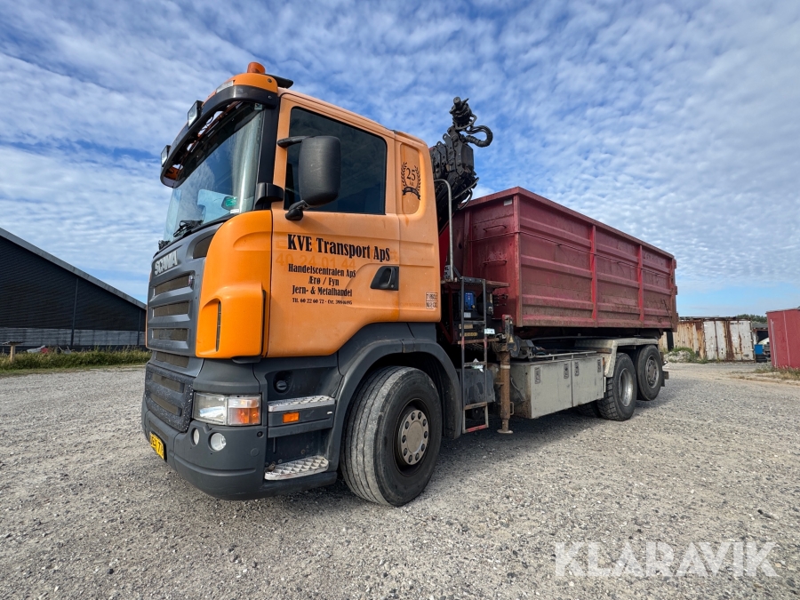 Lastbil med kran Scania R 340, 6X2/4 Container