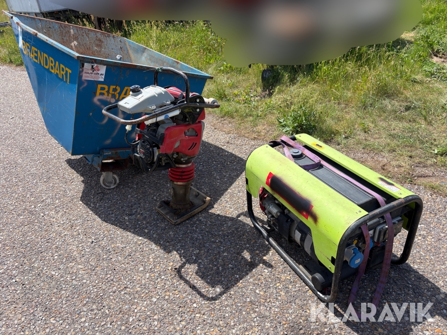 Lot - Jordloppe, generator og tipcontainer - 3 styk