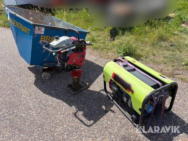 Lot - Jordloppe, generator og tipcontainer - 3 styk