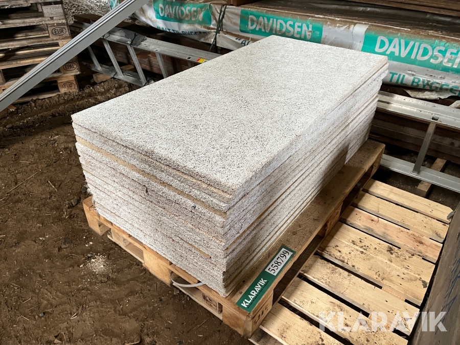 Loftplader Træbeton hvid / fin - 16 styk