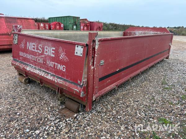 Kroghejscontainer med 3-vejs tip og hydraulisk klap