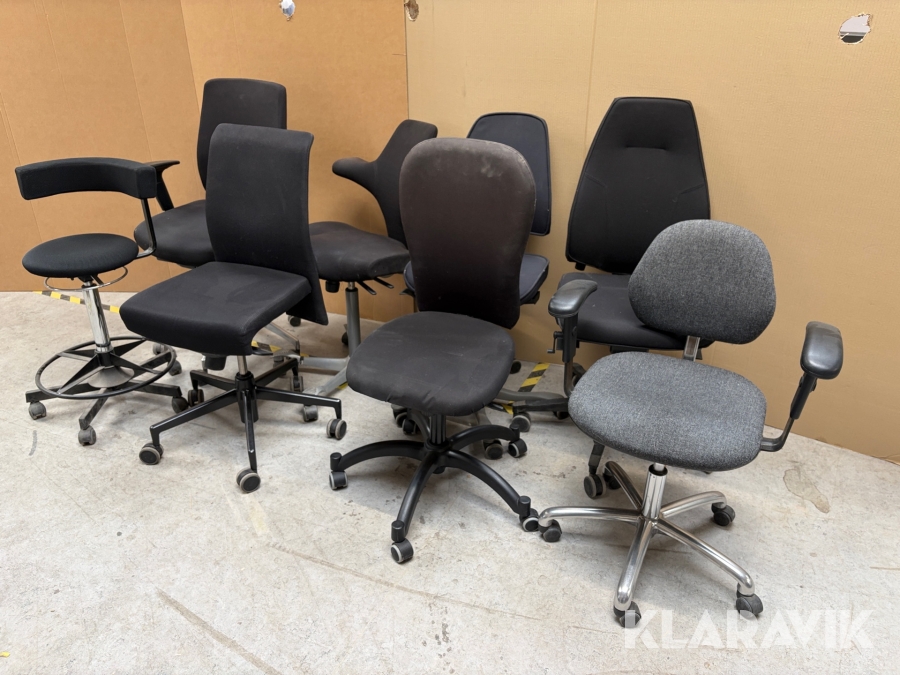 Kontorstole blandet 8 styk