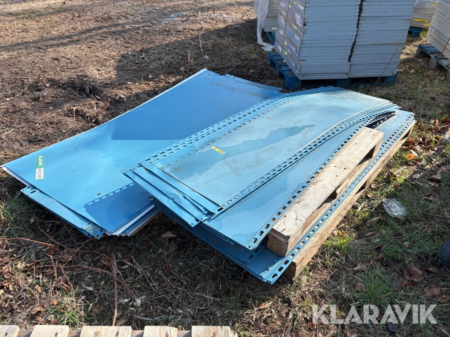 Assorteret endeplader til reoler Nordplan Hvide og blå - cirka 40 styk