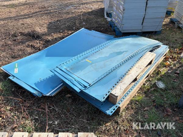 Assorteret endeplader til reoler Nordplan Hvide og blå - cirka 40 styk