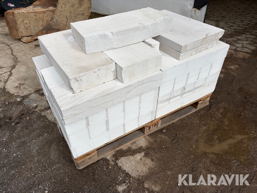 Gasbetonblokke i forskellige størrelser