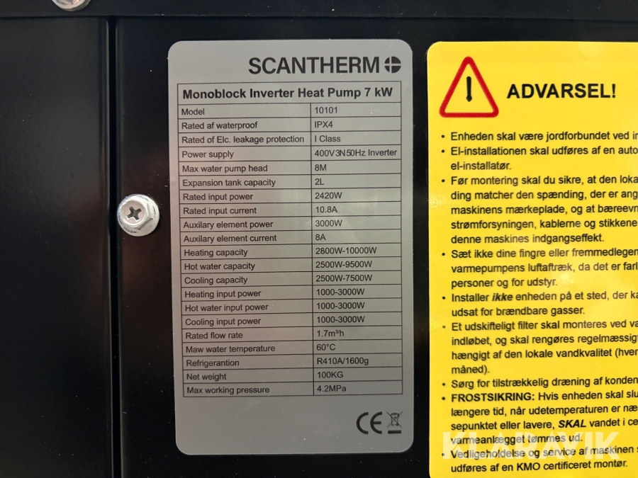 1368341 Varmepumpe Scantherm Blockhus 7 kWMonoblock, Frederikshavn,