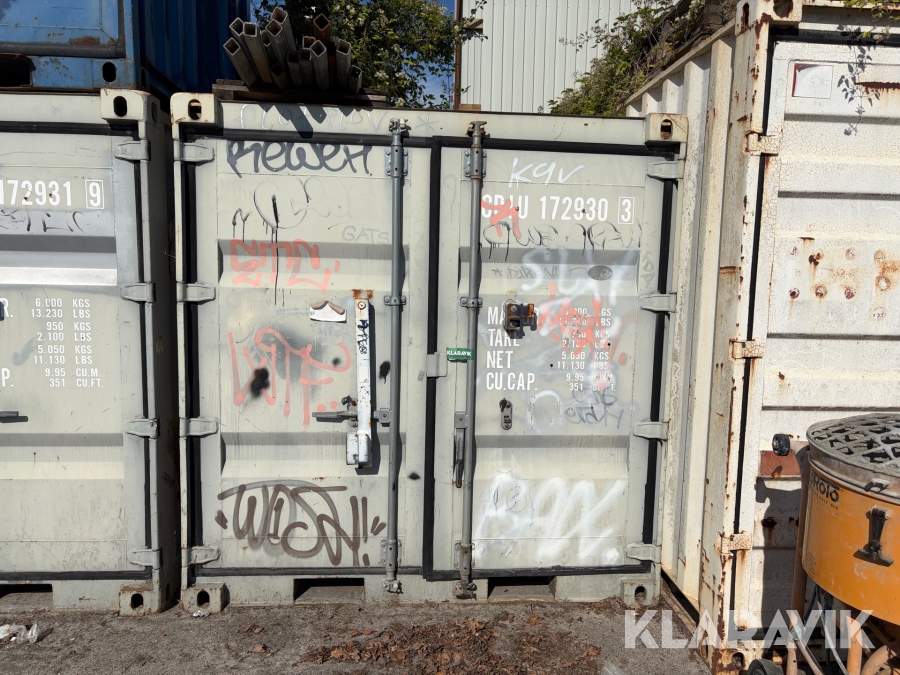 Lagercontainer 8 fod med elinstallation og reolsystem
