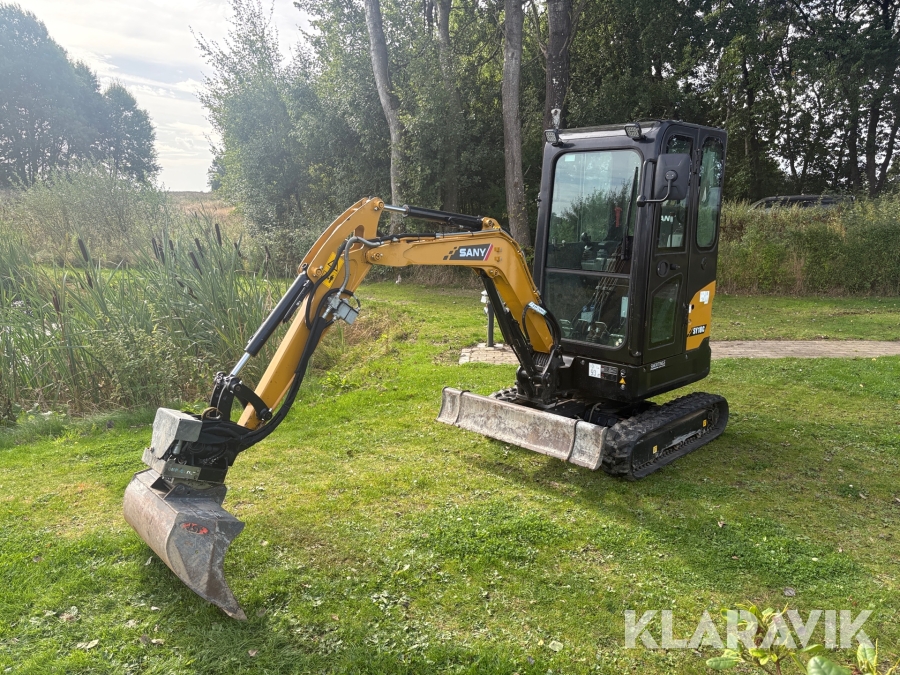 Minigraver Sany SY18C med rototilt og skovlpakke