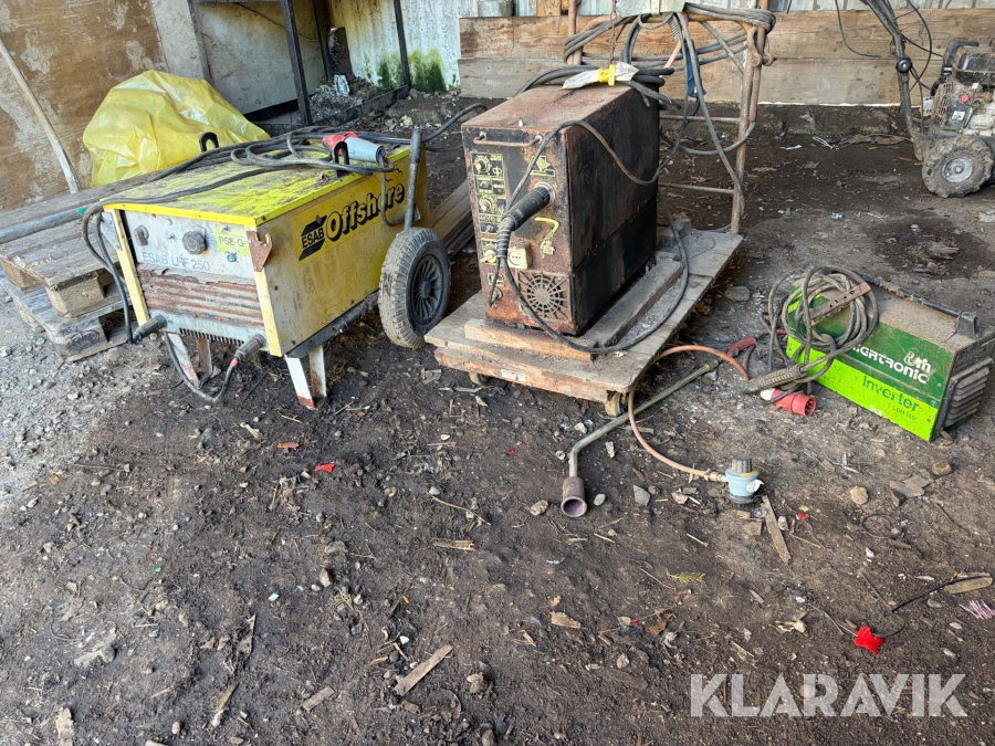 Svejseanlæg 3 styk med gasudstyr og tilbehør