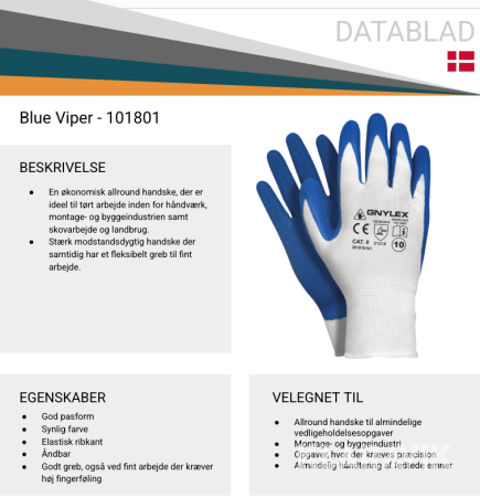 Arbejdshandsker blå/hvid 1 kasse 240 par str. 11
