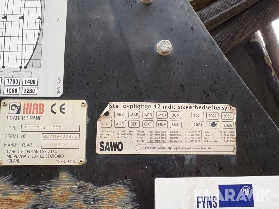 Lastbil kran Hiab 211 EP-4 HIPRO - 12m / 1 styk