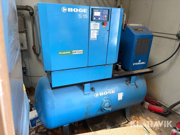Skruekompressor Boge S15 med tryklufttørrer