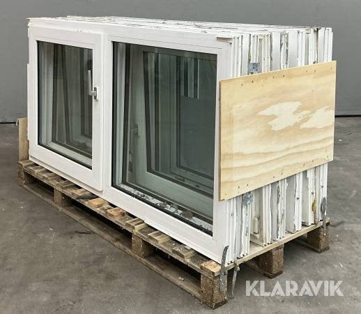  Vinduer plast 2 fags med dreje kip og fast karm 7 styk