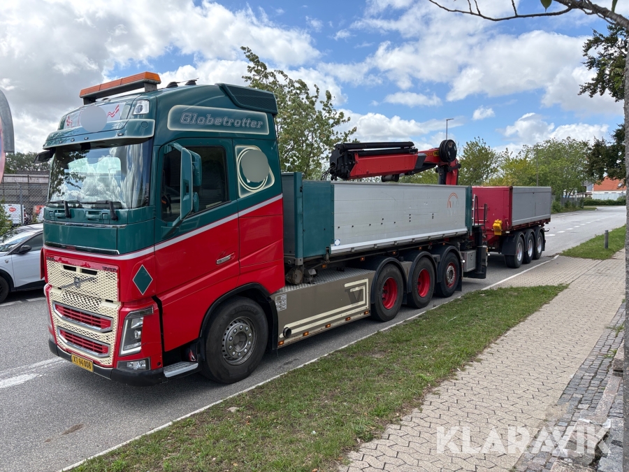 Kranbil Volvo FH16 8x4 med Palfinger-kran, 3-vejs tip og 3-vejs tipkærre