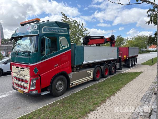 Kranbil Volvo FH16 8x4 med Palfinger-kran, 3-vejs tip og 3-vejs tipkærre