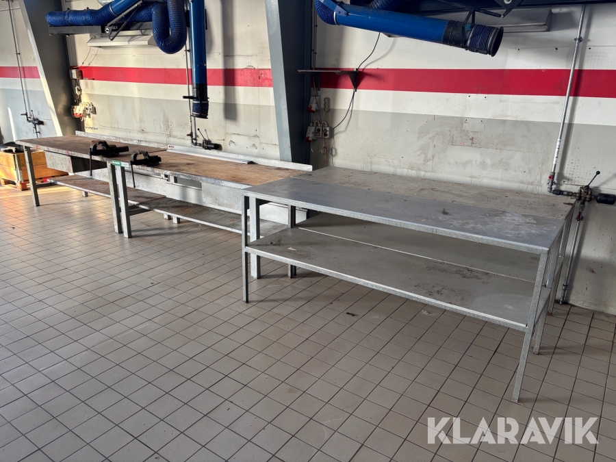 Værkstedsborde HE-VA 4 styk borde, 2 styk skruestik