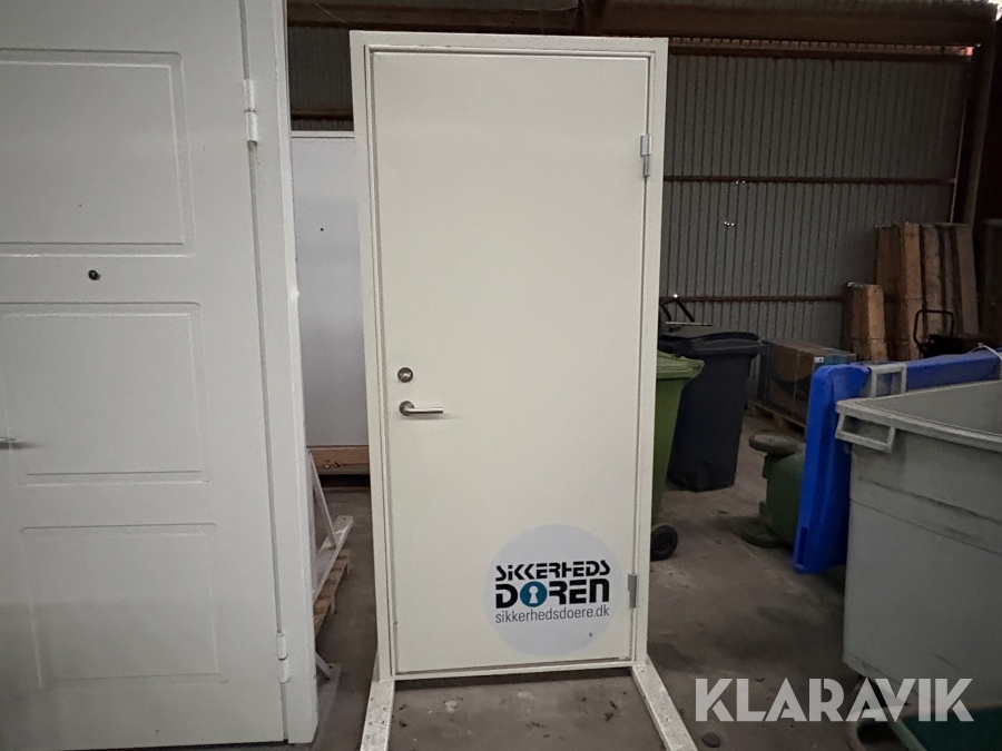 Sikkerhedsdør Magnum venstre hvid glat med karm 1 styk 