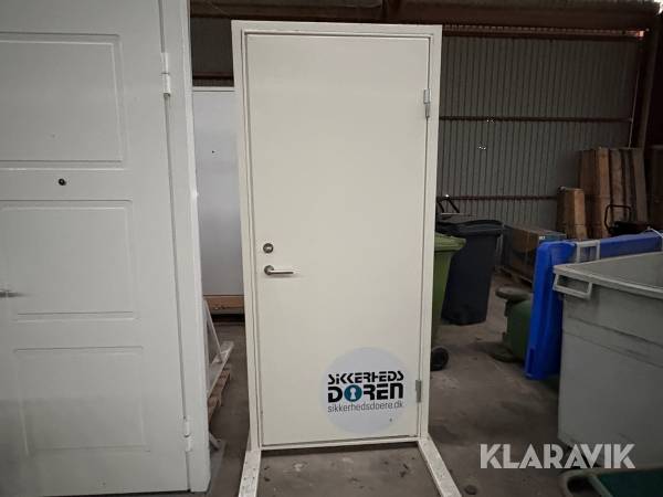 Sikkerhedsdør Magnum venstre hvid glat med karm 1 styk 