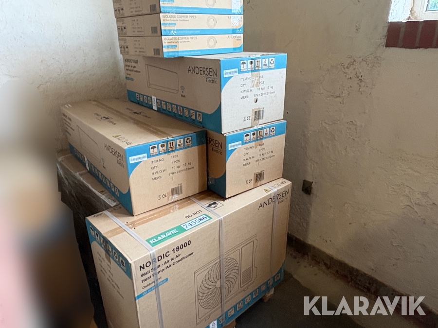 Luft til luft varmepumper 3 styk Andersen Electric Nordic 18000