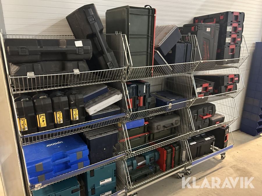 Værktøjskasser Milwaukee, Dewalt mm uden indhold, 48 styk