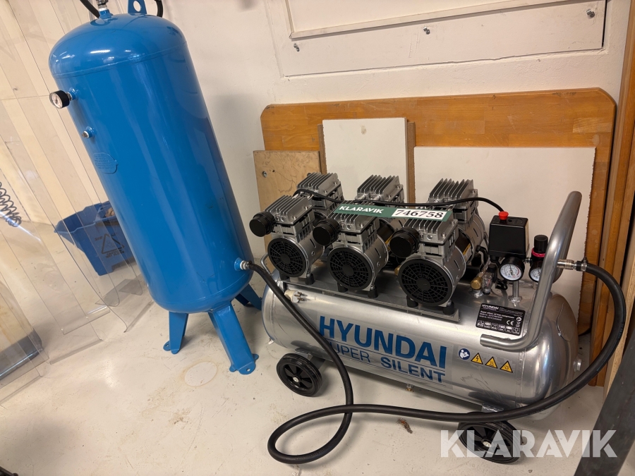 Kompressor med buffertank Hyndai 55757/WA76Y04 Super silent oil free