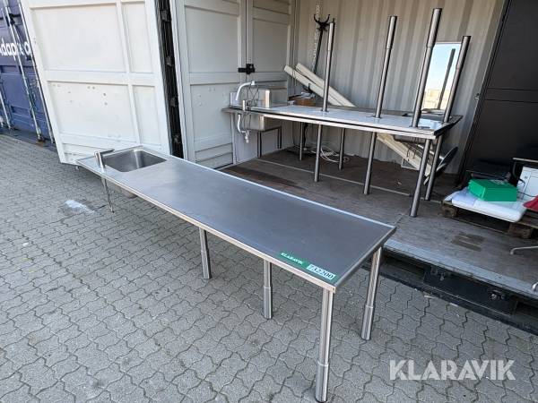 Industriborde med vask - 4 styk