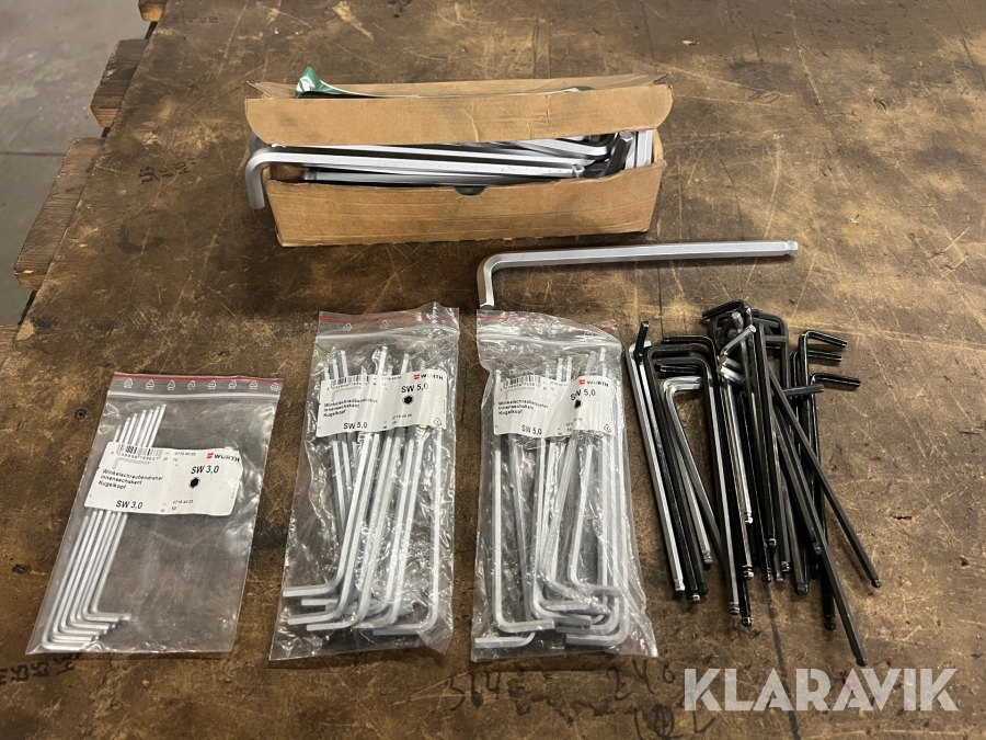 Unbrakonøgler i forskellige størrelser Würth