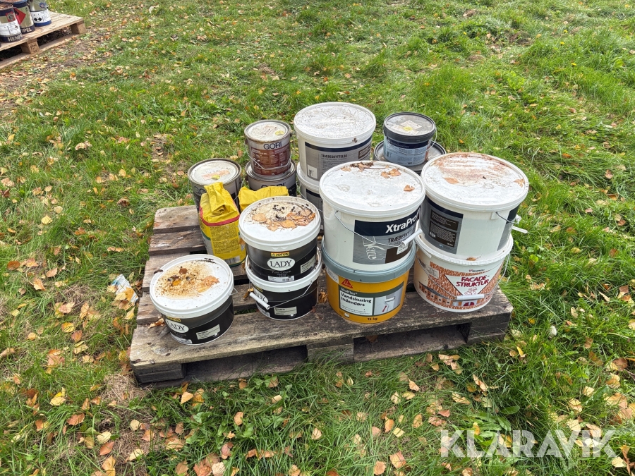 Maling assorteret 17 bøtter 
