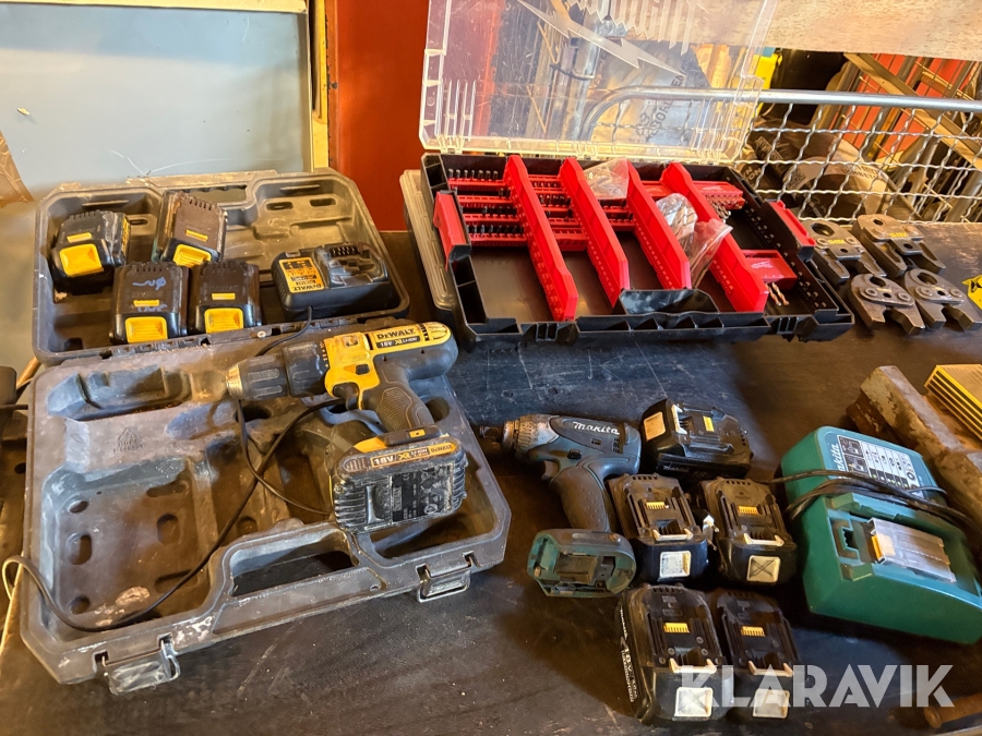 Skruemaskine og slagnøgle Dewalt, Makita