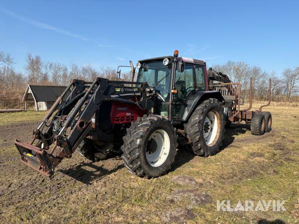 Traktor Valmet 6800 med frontlæsser & skovvogn & kranarm
