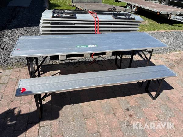 Bord bænkesæt aluminium 10 styk