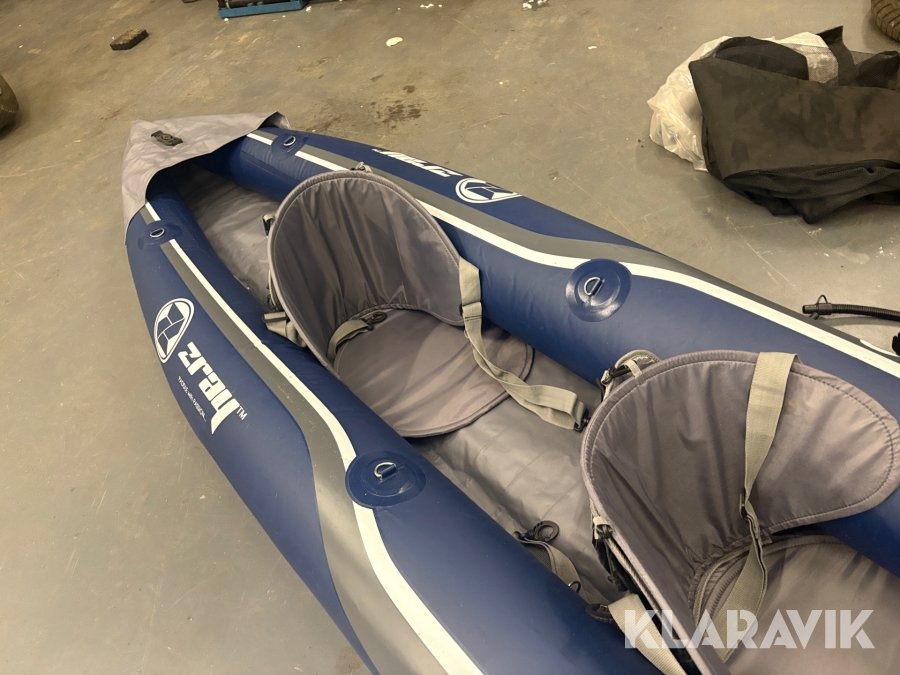 Zray Tortuga Opblaasbare Kajak – 2 Persoons – Blauw/grijs – 386x86 Cm – 18 Kg – Met Rugzak, Pomp, Peddels En Stoelen – Stabiel En Draagbaar