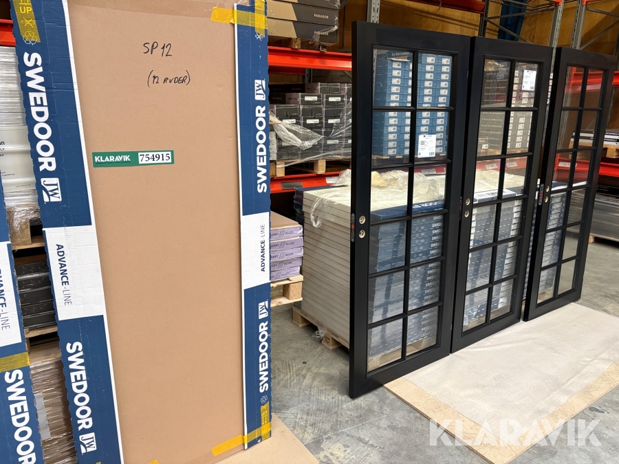 Indvendig glasdør Swedoor SP12 sort - 4 styks