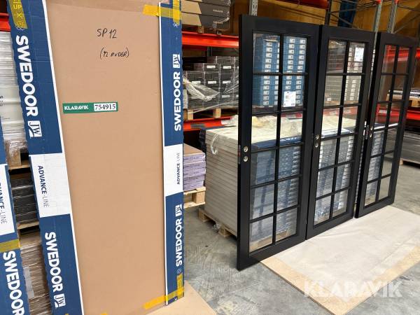 Indvendig glasdør Swedoor SP12 sort - 4 styks