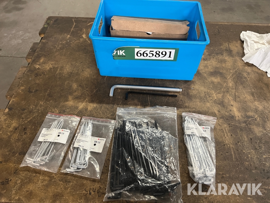 Unbrakonøgler i forskellige størrelser Würth