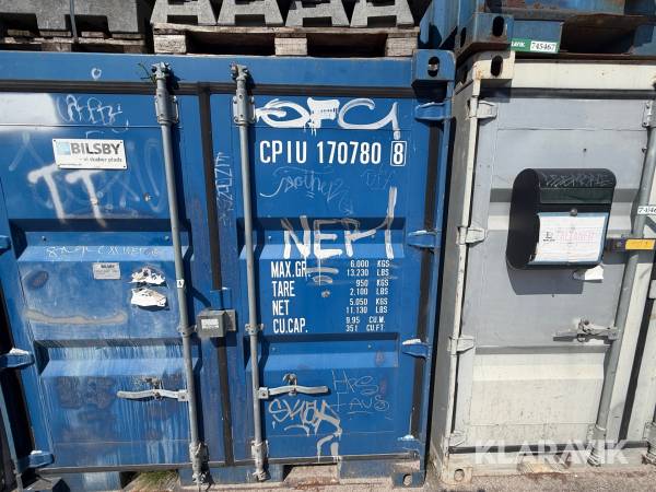 Lagercontainer Bilsby 8 fod med elinstallation og reolsystem