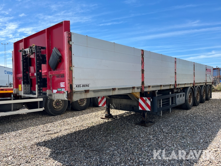 Trailer Kel-Berg flatbed med alusider 4-akslet