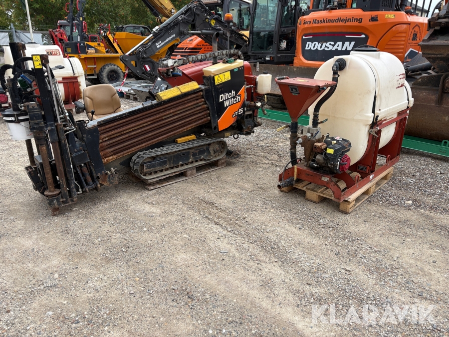 Underboringsmaskine Ditch Witch JT5 med borestænger og FT5 blande-/muddersystem