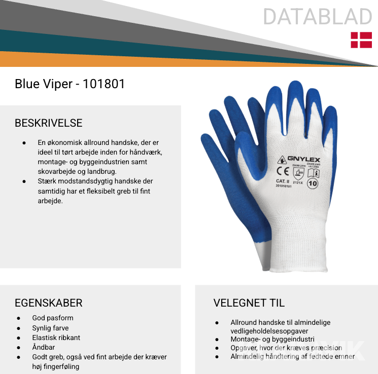 Arbejdshandsker blå/hvid 1 kasse 240 par str. 9