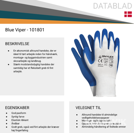 Arbejdshandsker blå/hvid 1 kasse 240 par str. 9