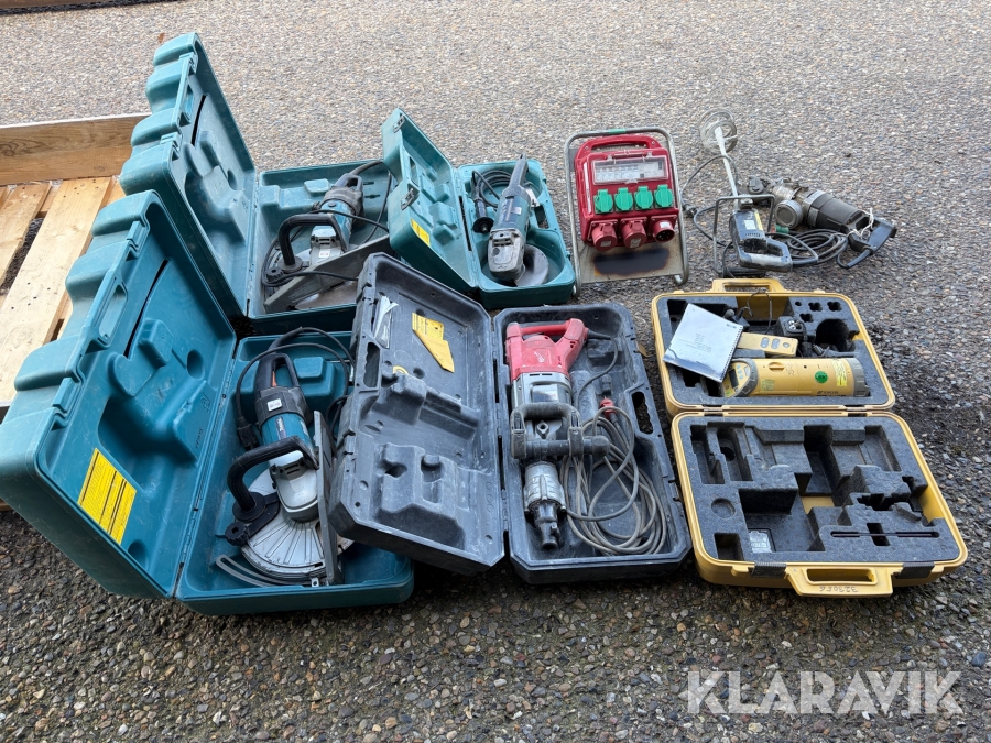 Lot - vinkelslibere, rørlaser, brydehammer, el-tavle og øvrigt