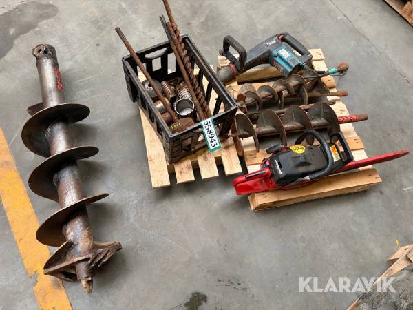 Lot - betonhammer, assorterede bor og kædesav