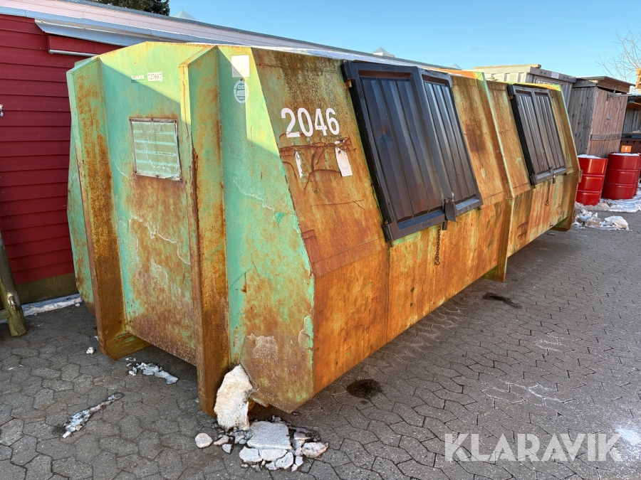 Lukket container med sideklapper