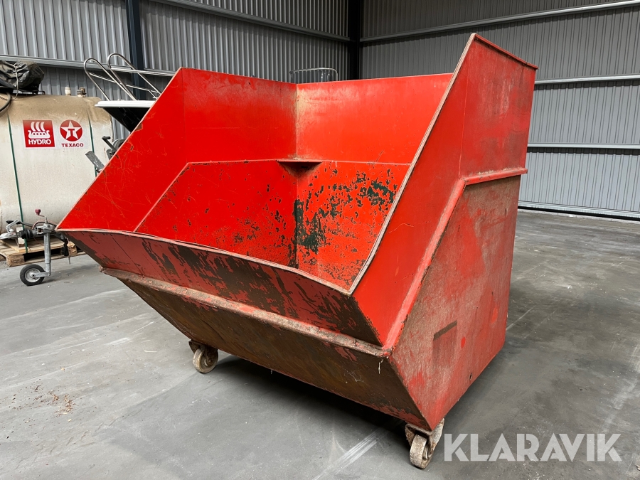 Vippecontainer 1900 Liter - med gaffellommer og hjul